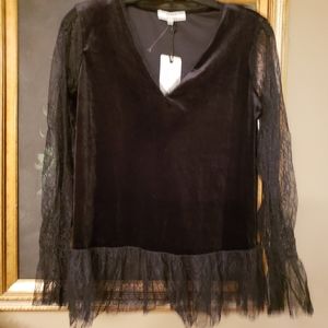 NWT RO & DE VELOUR & Chiffon Trim TOP $89